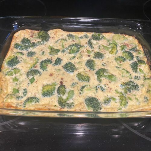 cooked crustless broccoli quiche ready to eat