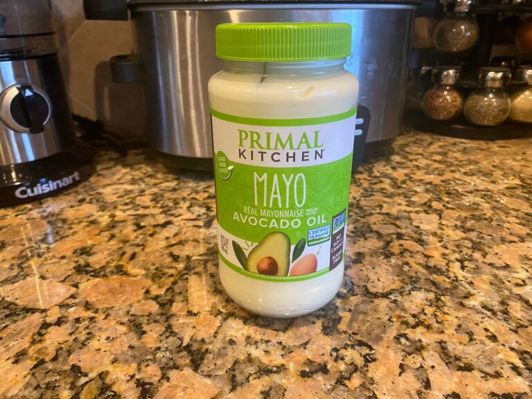 image shows primal kitchen mayo on kitchen counter