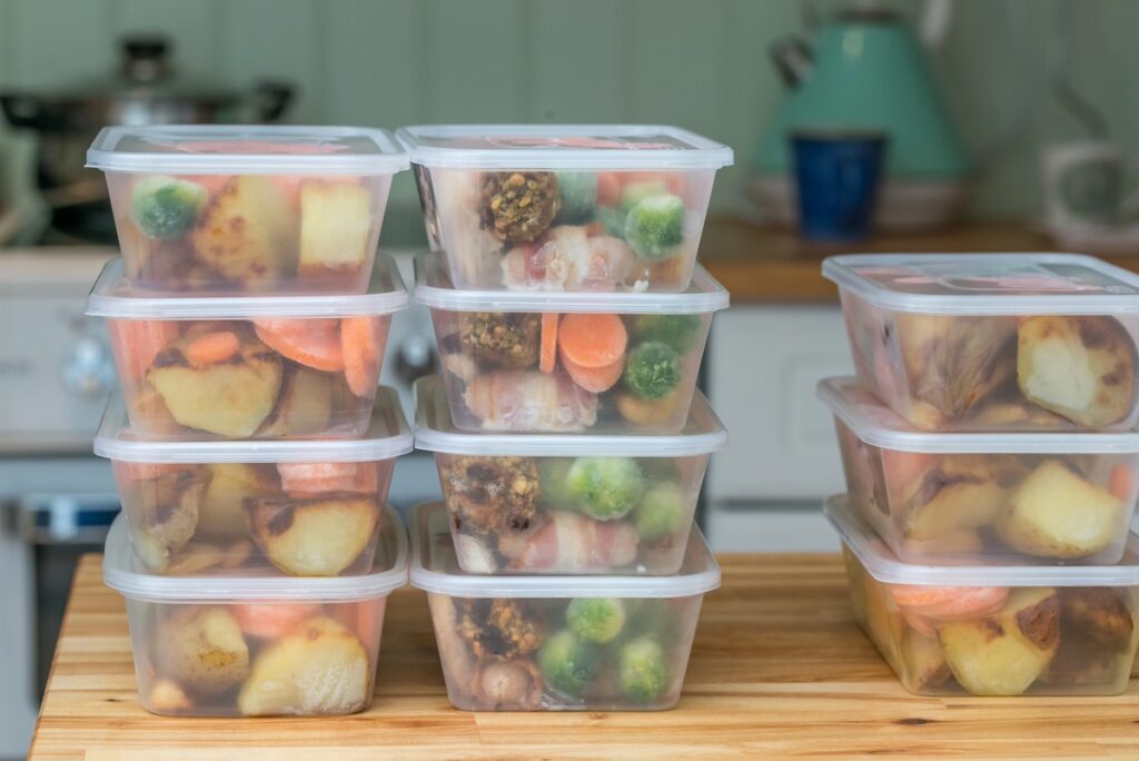 Batch-cooked protein and vegetable meals for easy weeknight dinners to start over with weight loss
